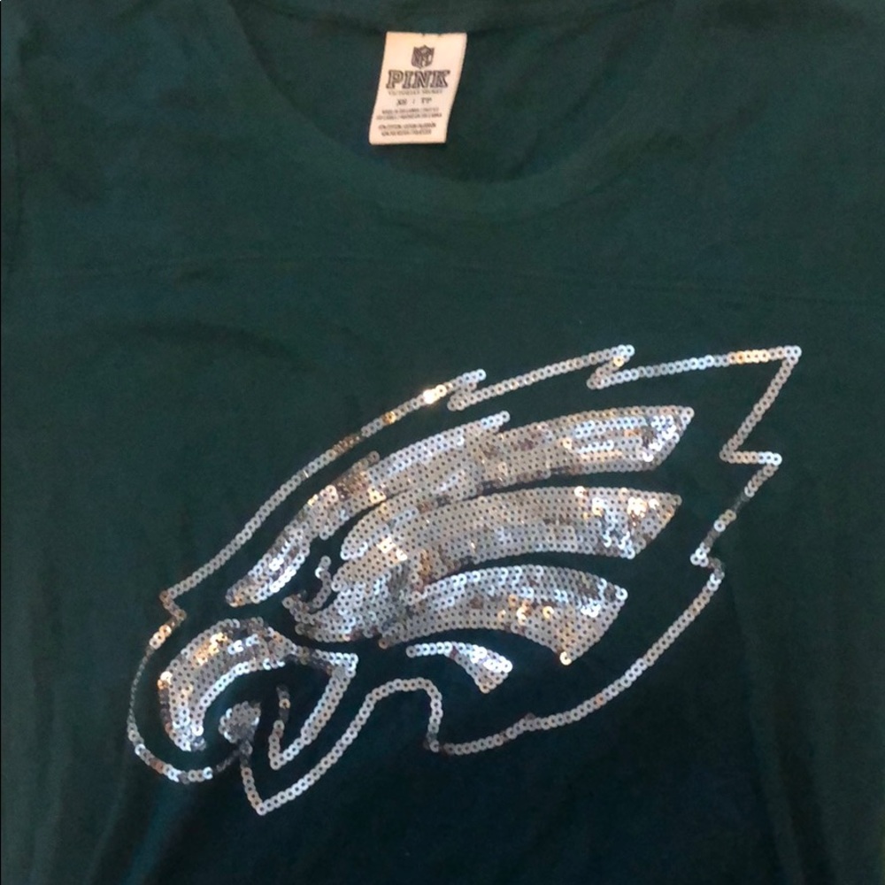 PINK VICTORIAS SECRET SEQUINED EAGLES T SHIRT